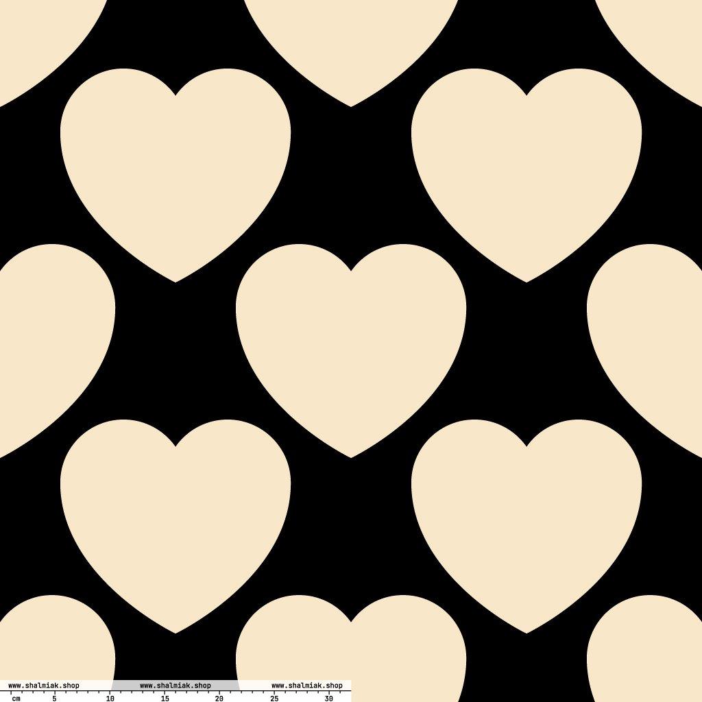 Fabric - ELLIE LOVE black XL - Bold heart print
