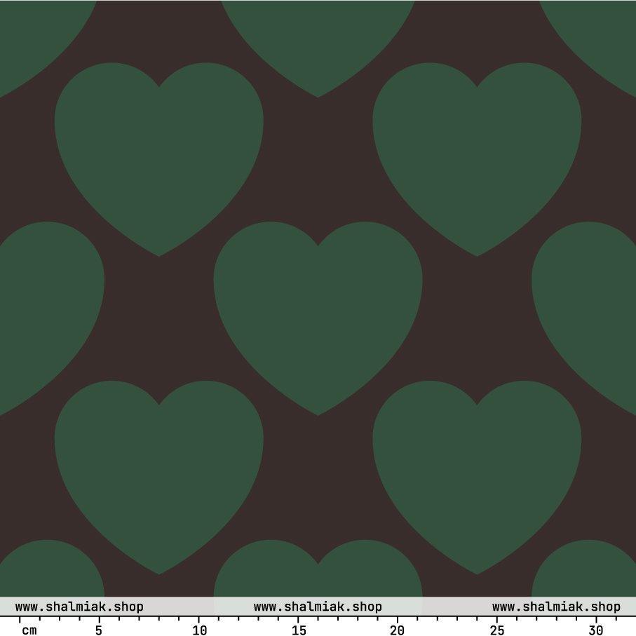 Fabric - ELLIE LOVE forest - Bold heart print