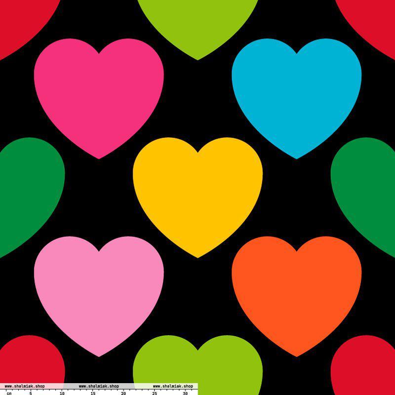 Fabric - ELLIE LOVE mix black XL - Bold heart print