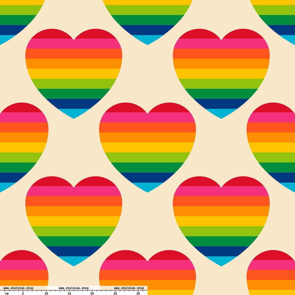 Fabric - ELLIE LOVE rainbow XL - Bold heart print