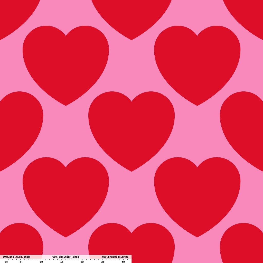 Fabric - ELLIE LOVE red XL - Bold heart print