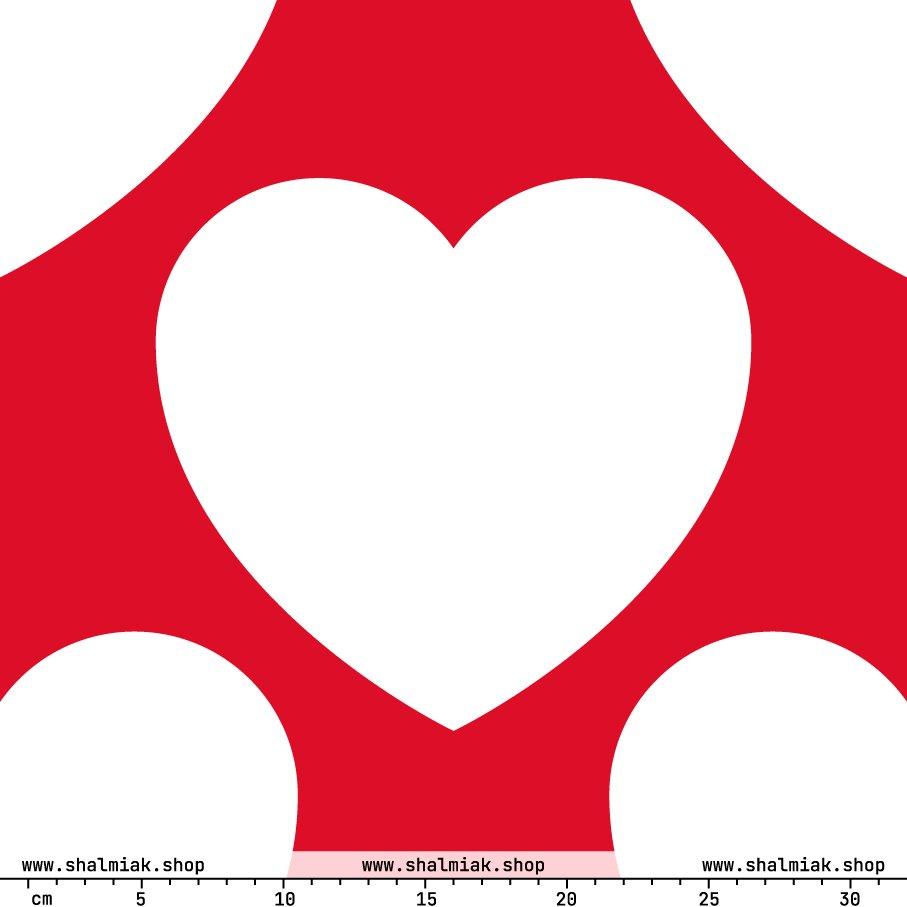 Fabric - ELLIE LOVE red white XL - Bold heart print