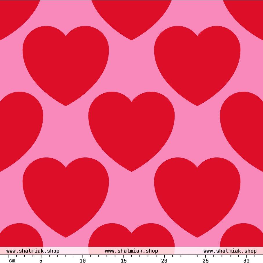 Fabric - ELLIE LOVE red - Bold heart print