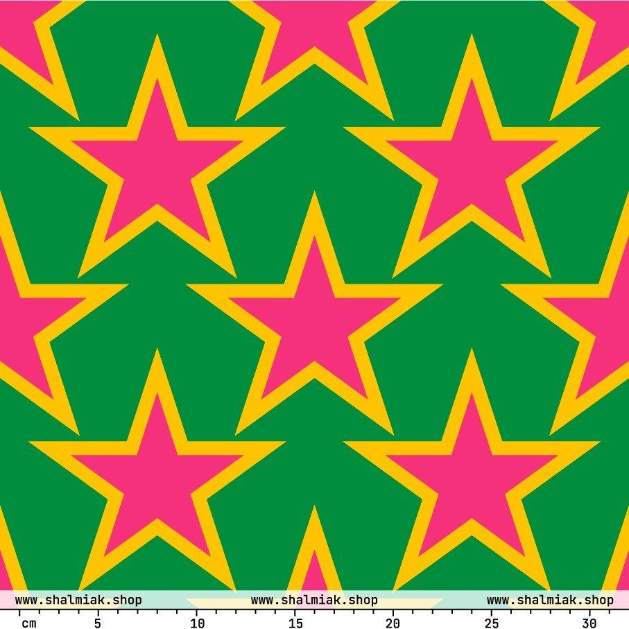 Fabric - ELLIE STAR green - Classic stars print