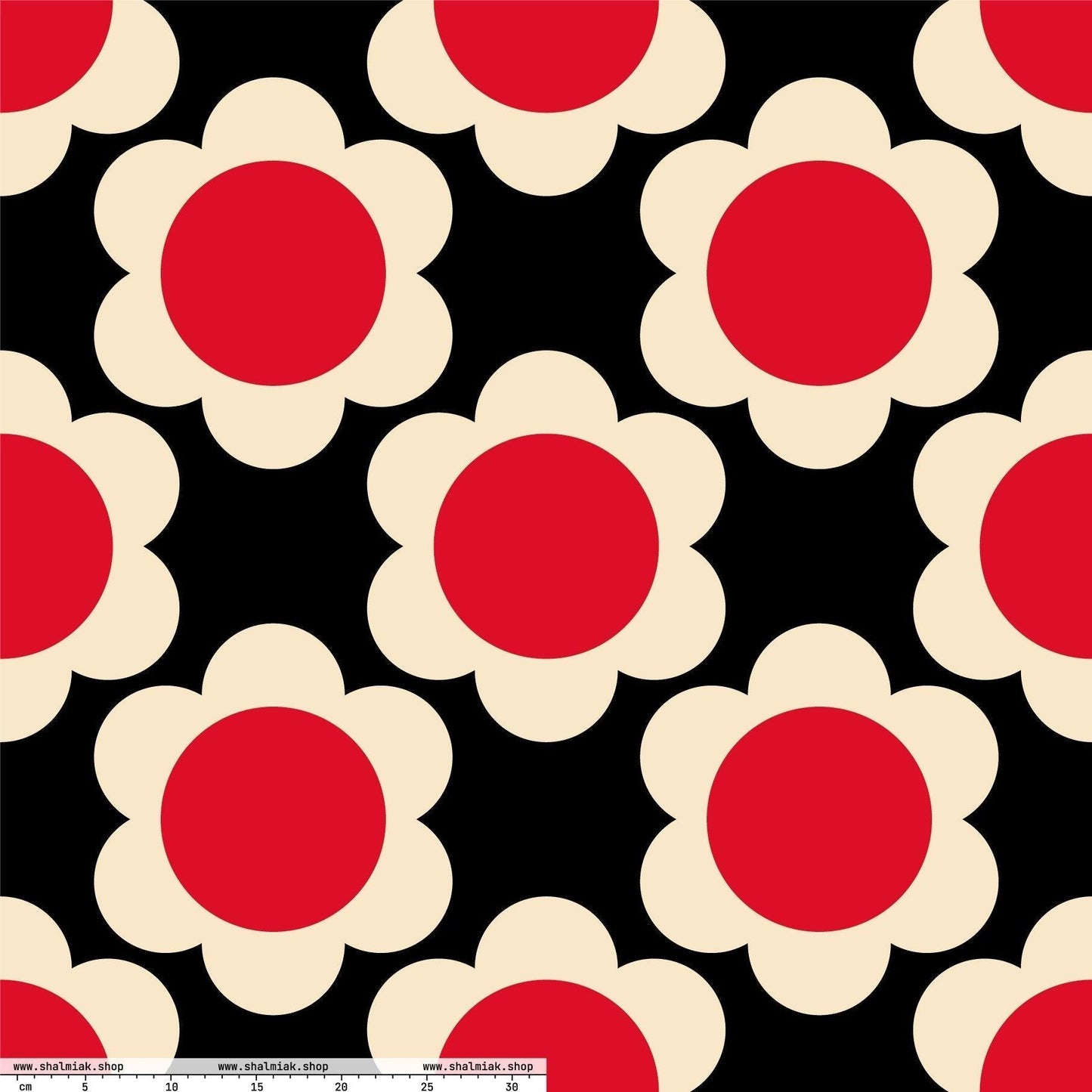 Fabric - ELLIE red black XL - Classic floral print