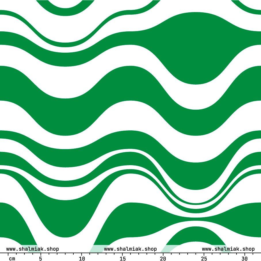 Fabric - ENERGY WAVES green - Wavy stripe print