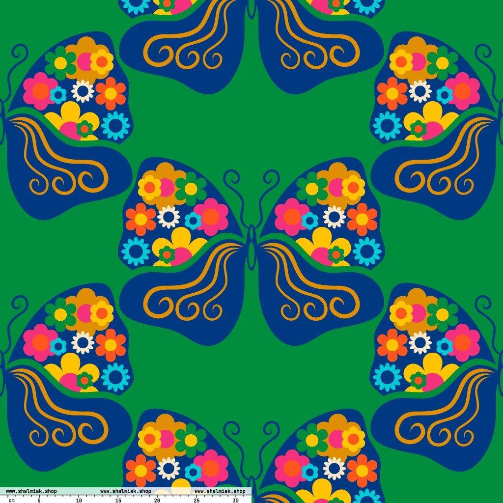 Fabric - FAB FLOVERYFLY green XL - Playful butterfly print