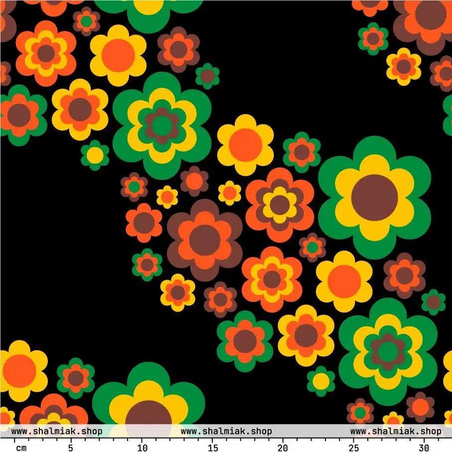 Fabric - FLORA FOREVER retro - Floating flowers print