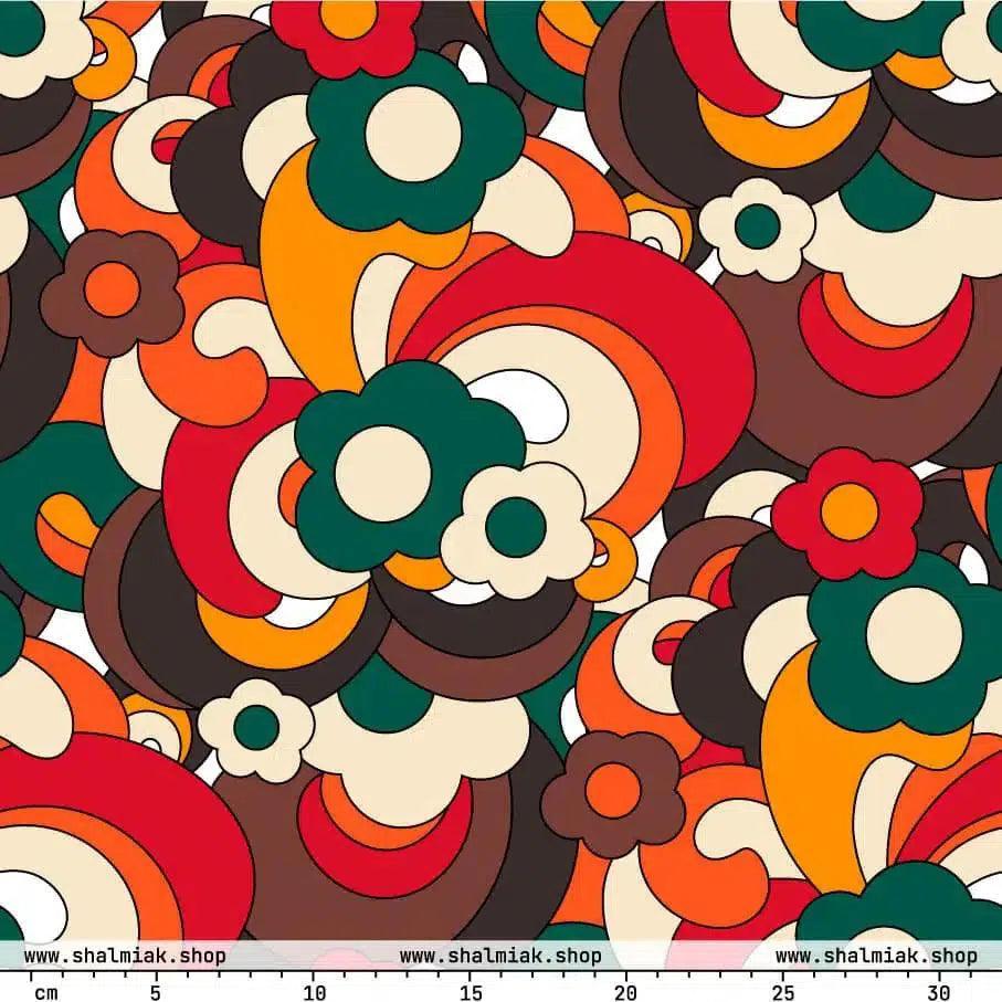 Fabric - FLORENCE retro - Elegant floral print