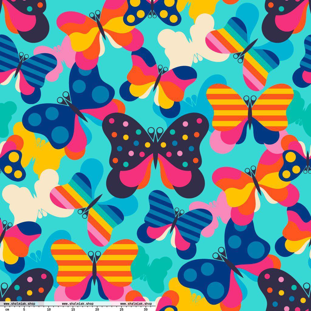 Fabric - FLYRAVE turquoise - Colorful butterfly print