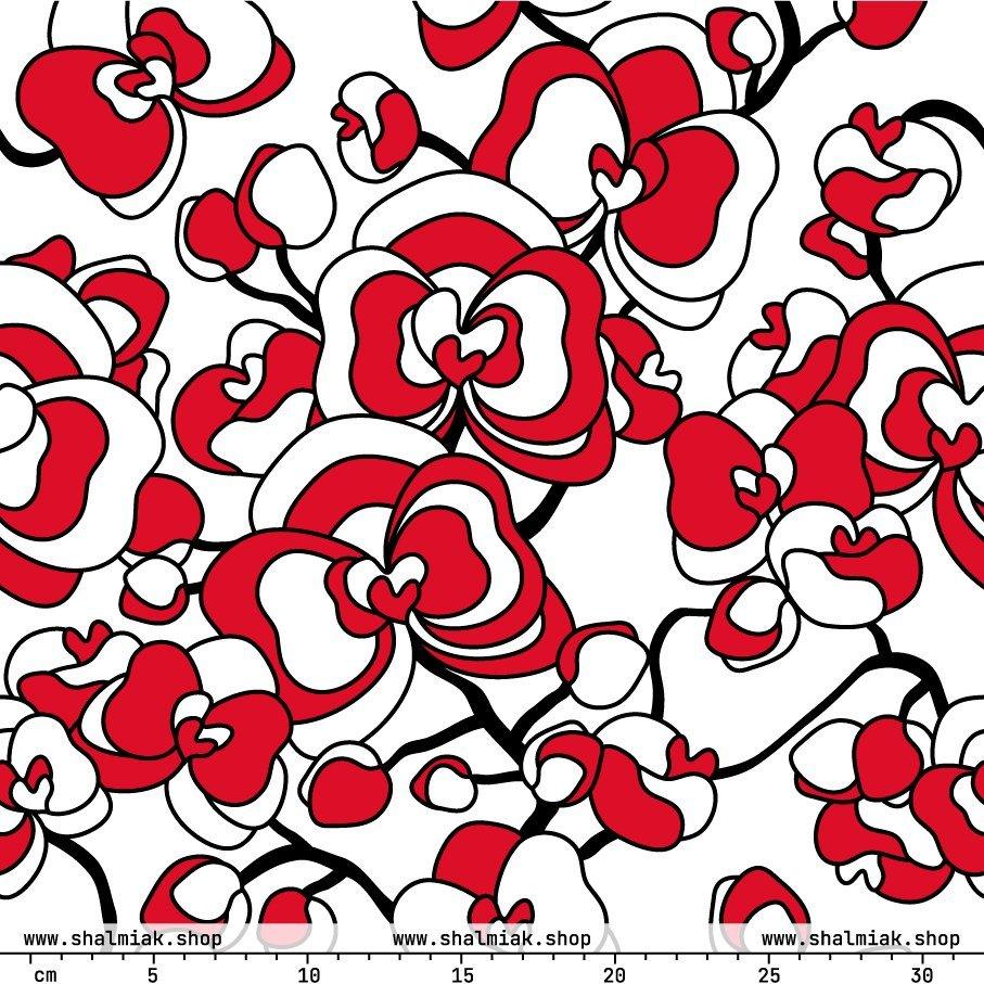 Fabric - JUBILEE simply red - Groovy bloom print