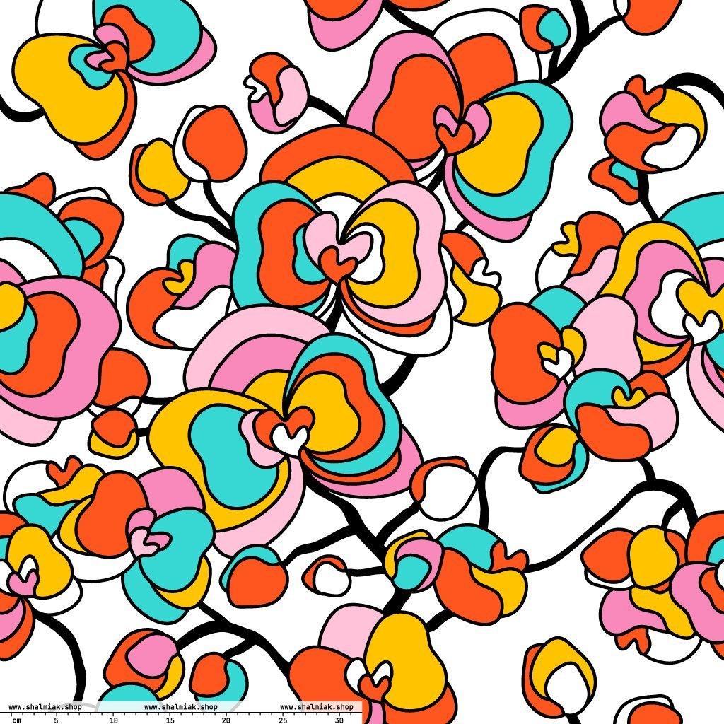 Fabric - JUBILEE white XL - Groovy bloom print