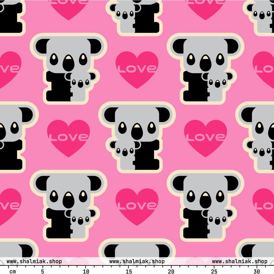 Fabric - KOALA LOVE pink - Cute koala bear print