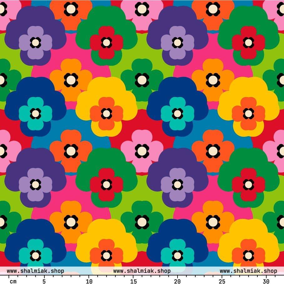 Fabric - PANSY FAB - Playful pansy flowers print