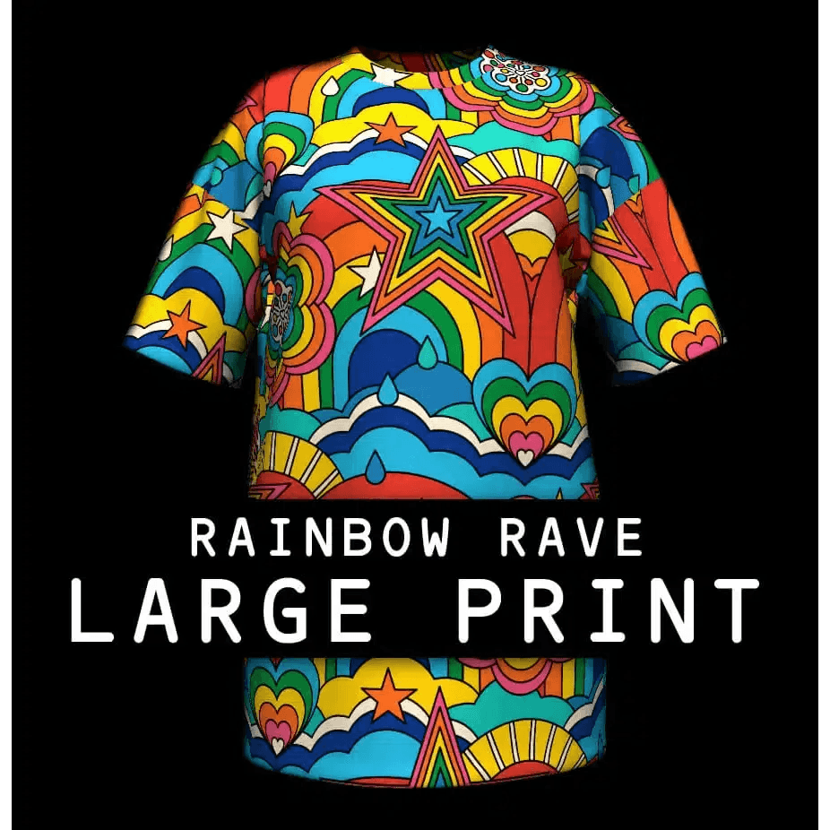 Fabric - RAINBOW RAVE XL - Bold rainbow sky print