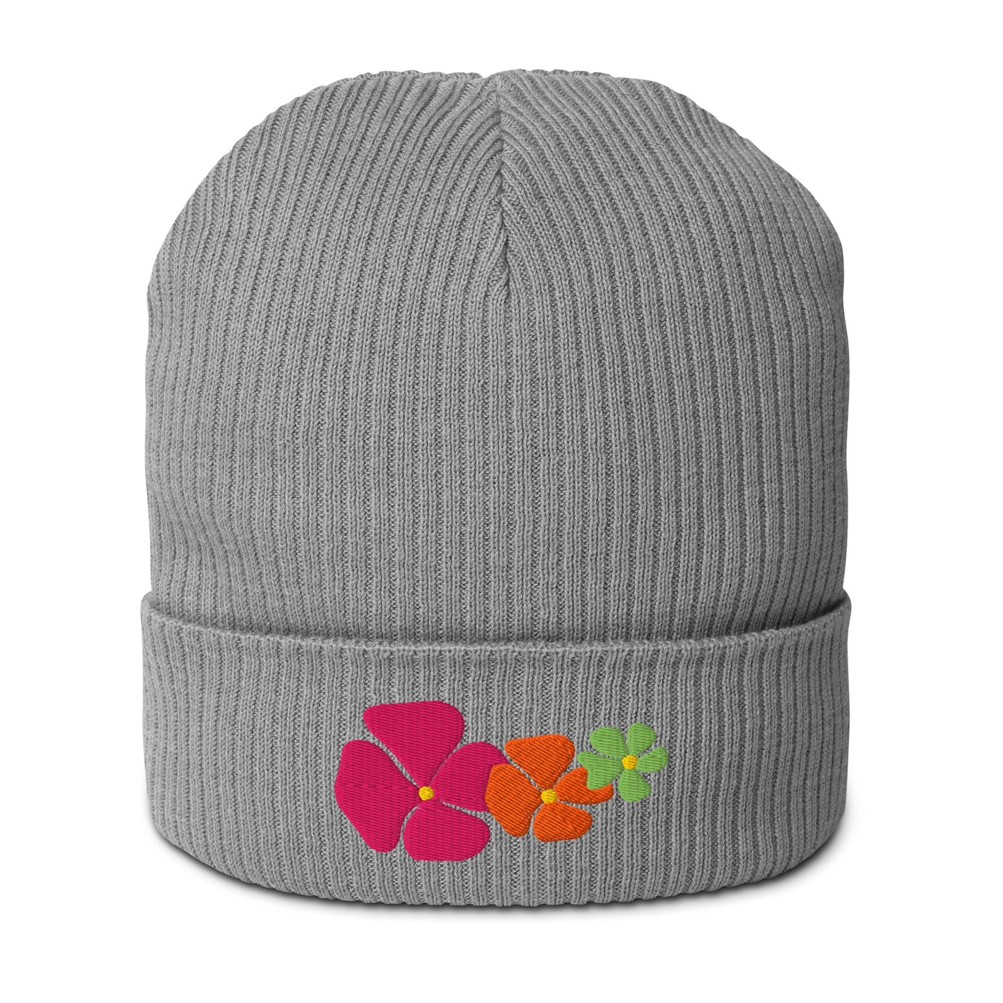 Beanie - ADELIE pink - Wild floral print Light Grey