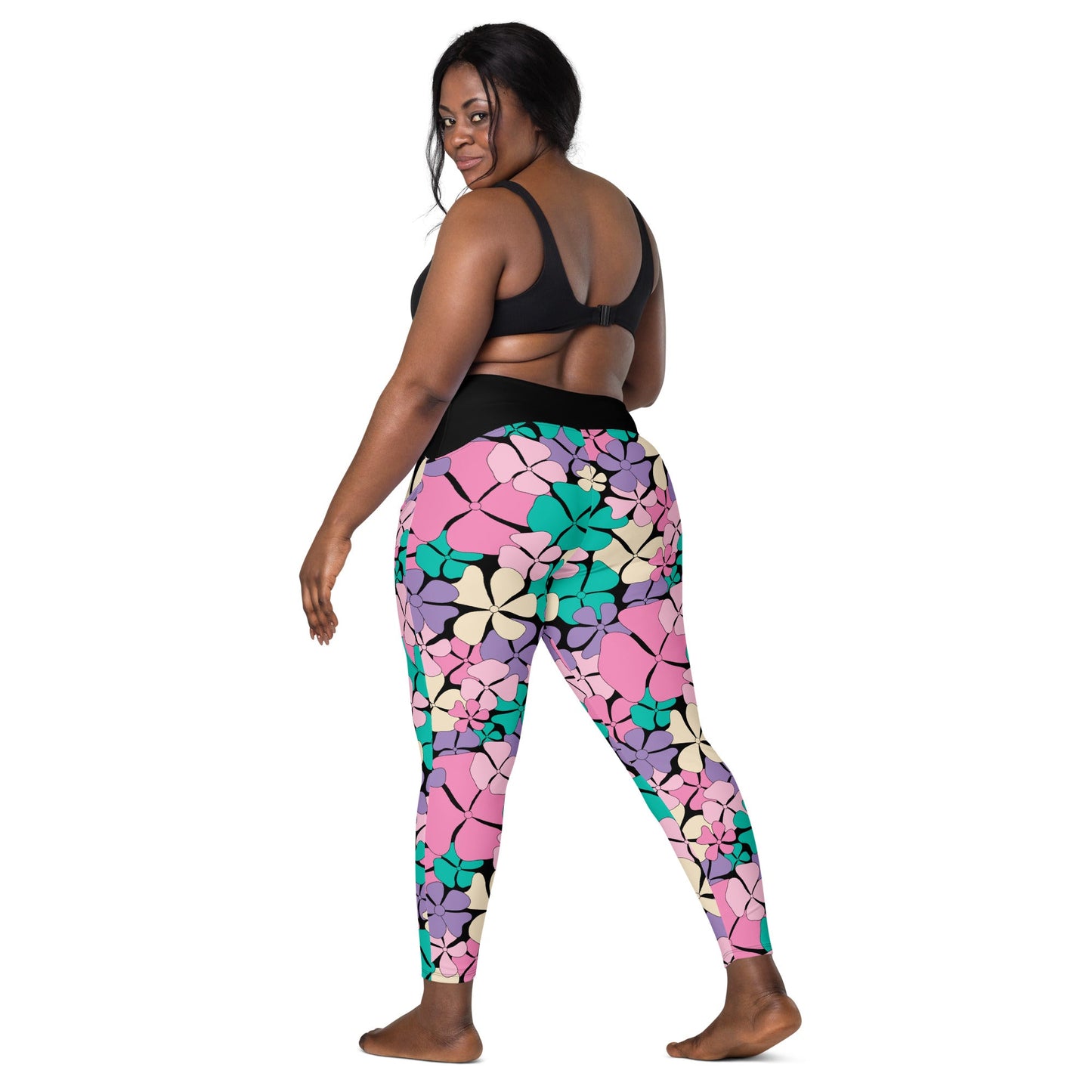 Leggings With Pockets - ADELIE pink mint - Wild Floral Print