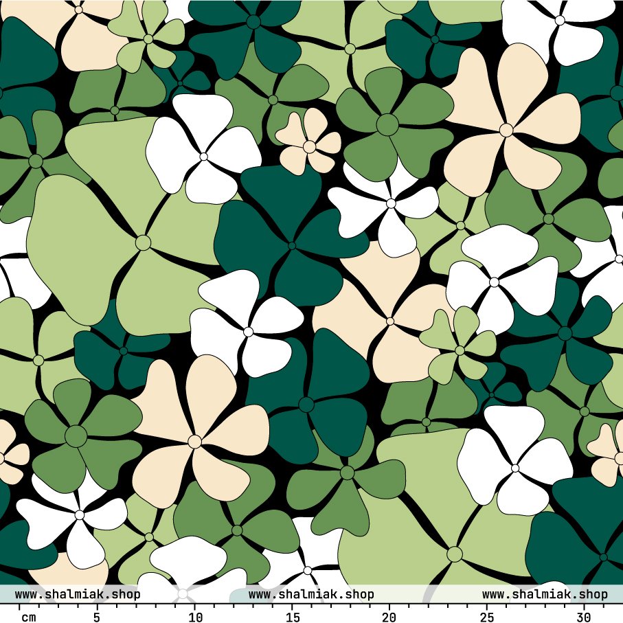 Fabric - ADELIE green - Wild Floral Print