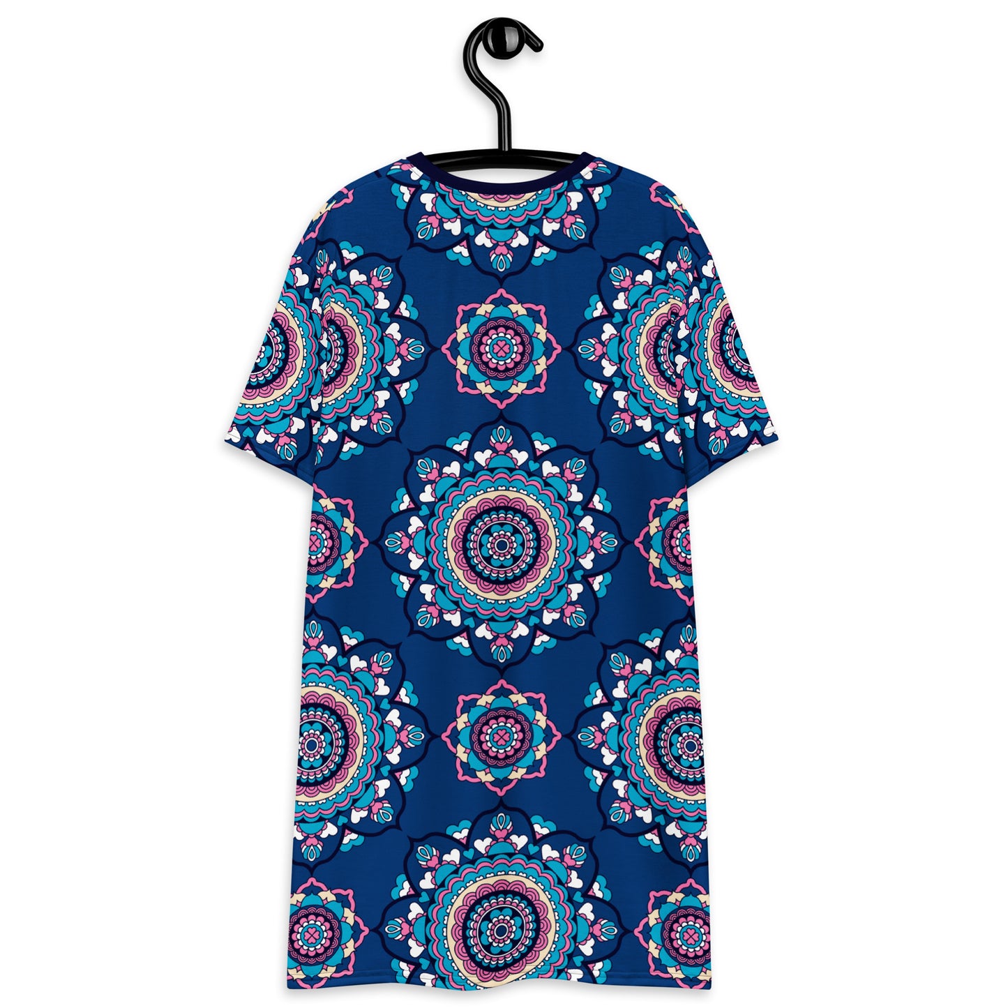 T-shirt dress - FOREVERMORE summer blue - Romantic flower and heart print