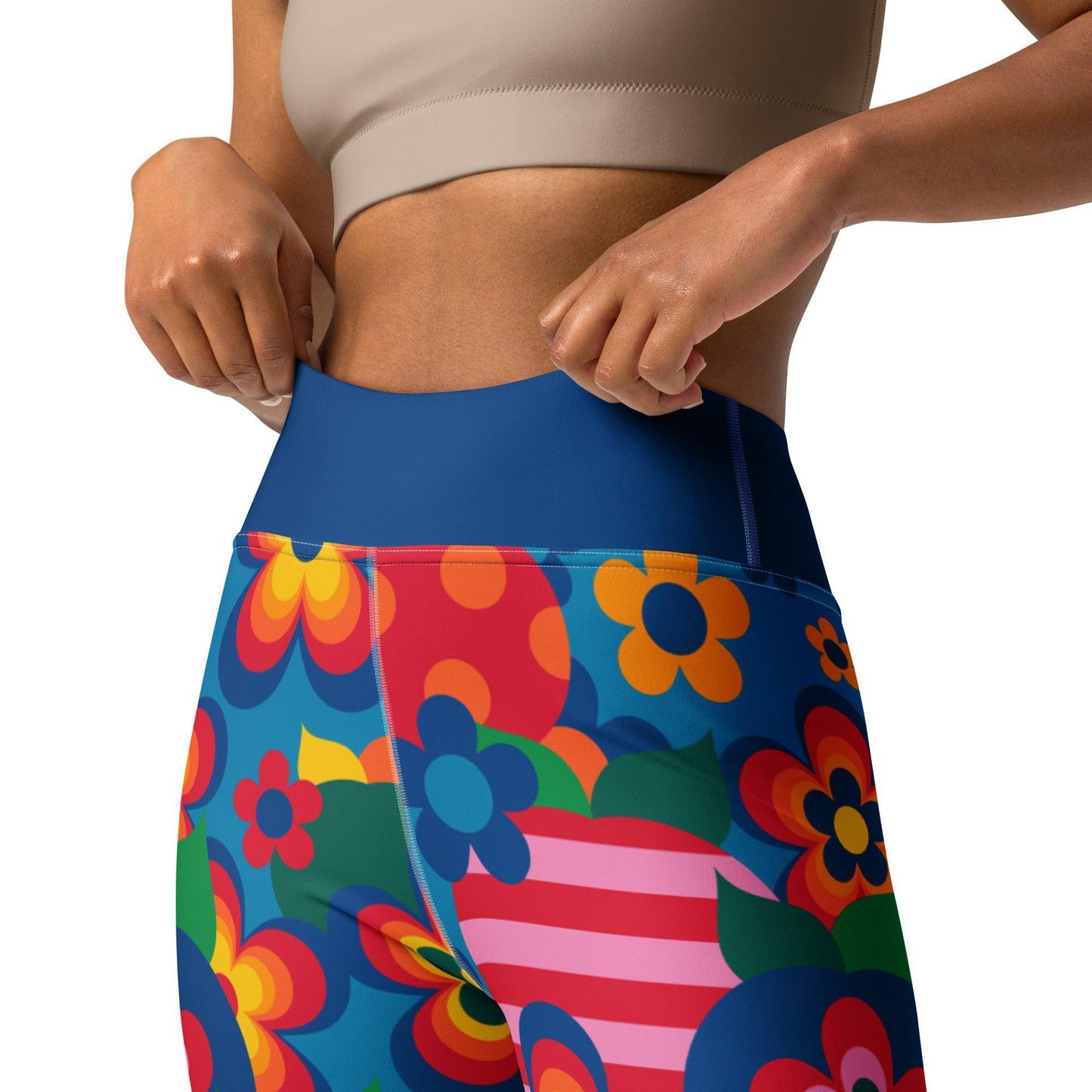 Yoga leggings -2- APPLEMANIA blue - Playful apple print
