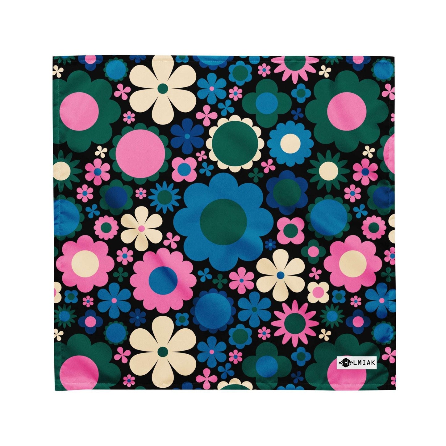 Bandana - BLOOMPOP blue pink - Colorful bloom print M