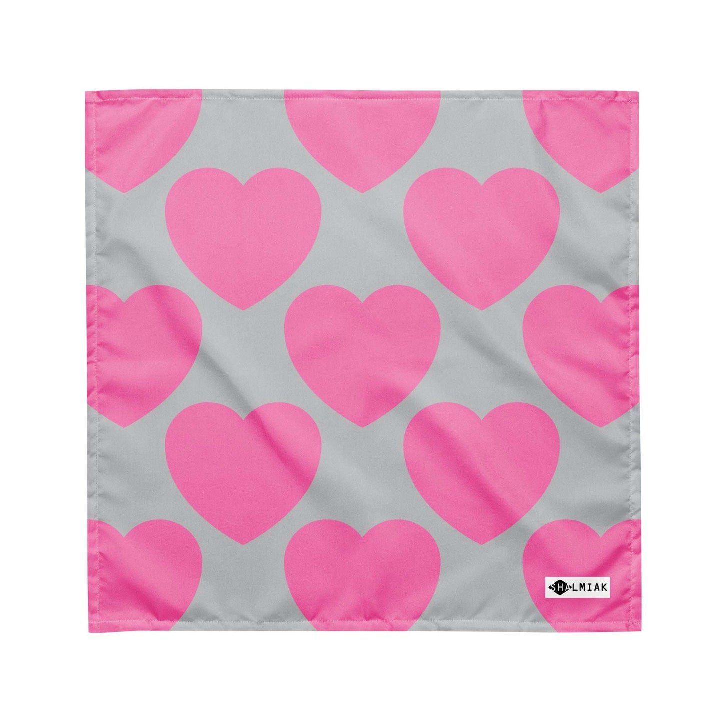 Bandana - ELLIE LOVE pink grey - Bold heart print M