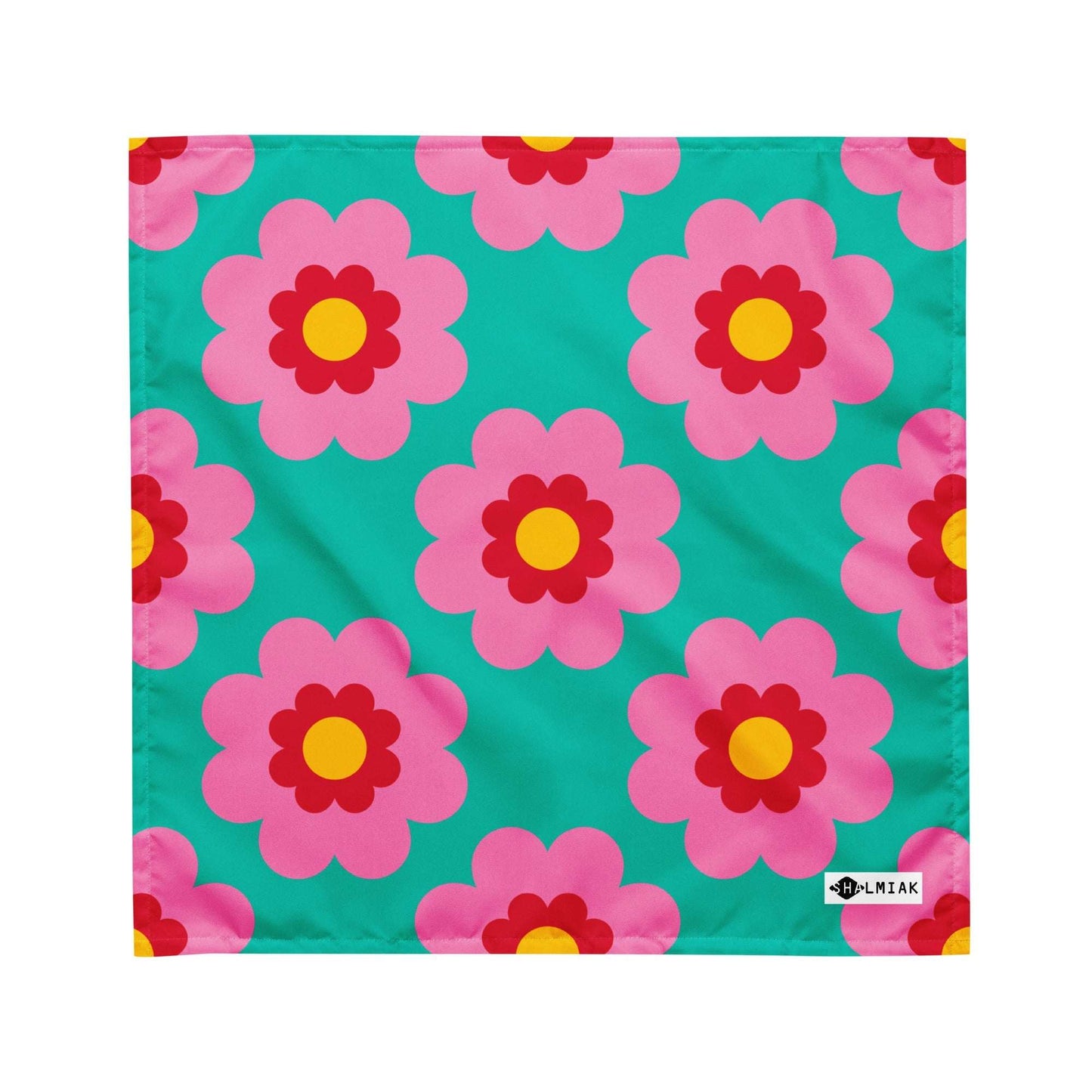 Bandana - FANCY BLOOM pink mint - Pretty floral print M