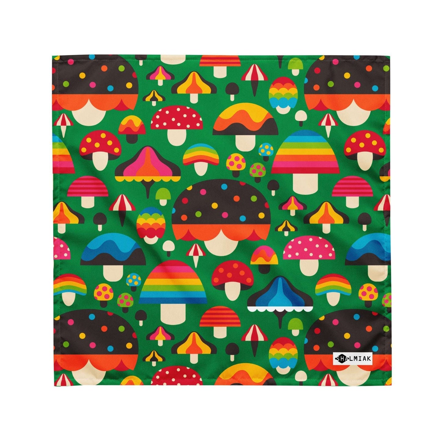 Bandana - MUSHROOM MANIA green - Colorful mushroom print M