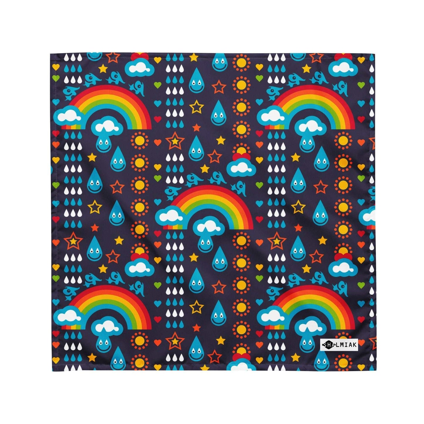 Bandana - RAINBOWPHANT blue - Rainbows and elephants print M