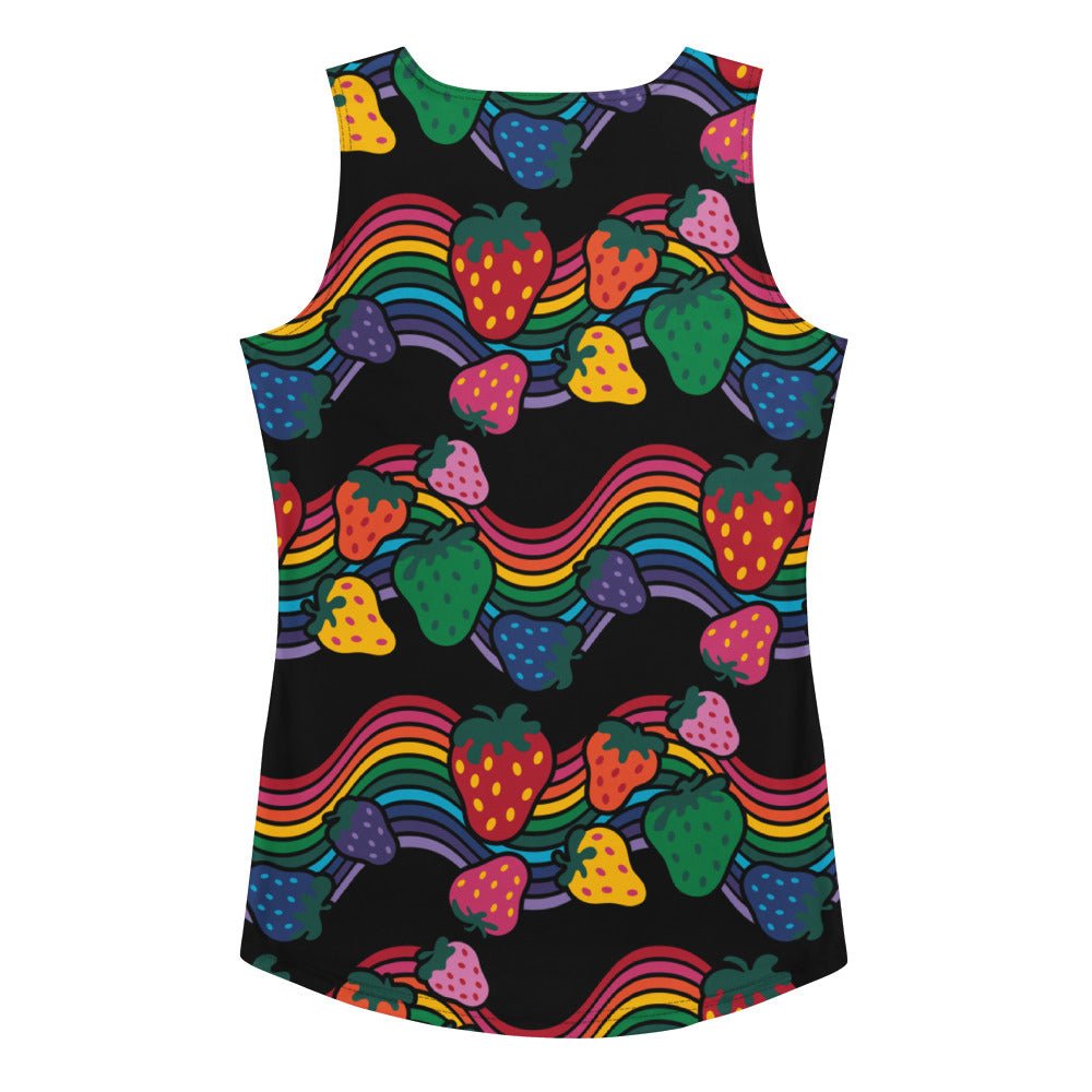 Tank top - BERRYBOW black - Strawberry rainbow print Print