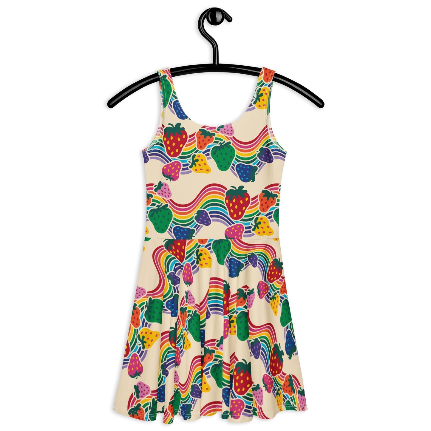 Skater dress - BERRYBOW light - Strawberry rainbow print Print
