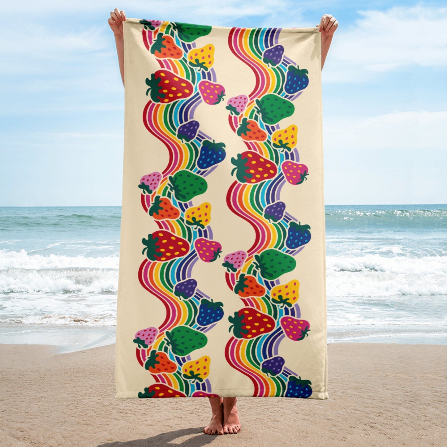 Towel - BERRYBOW light - Strawberry rainbow print Print