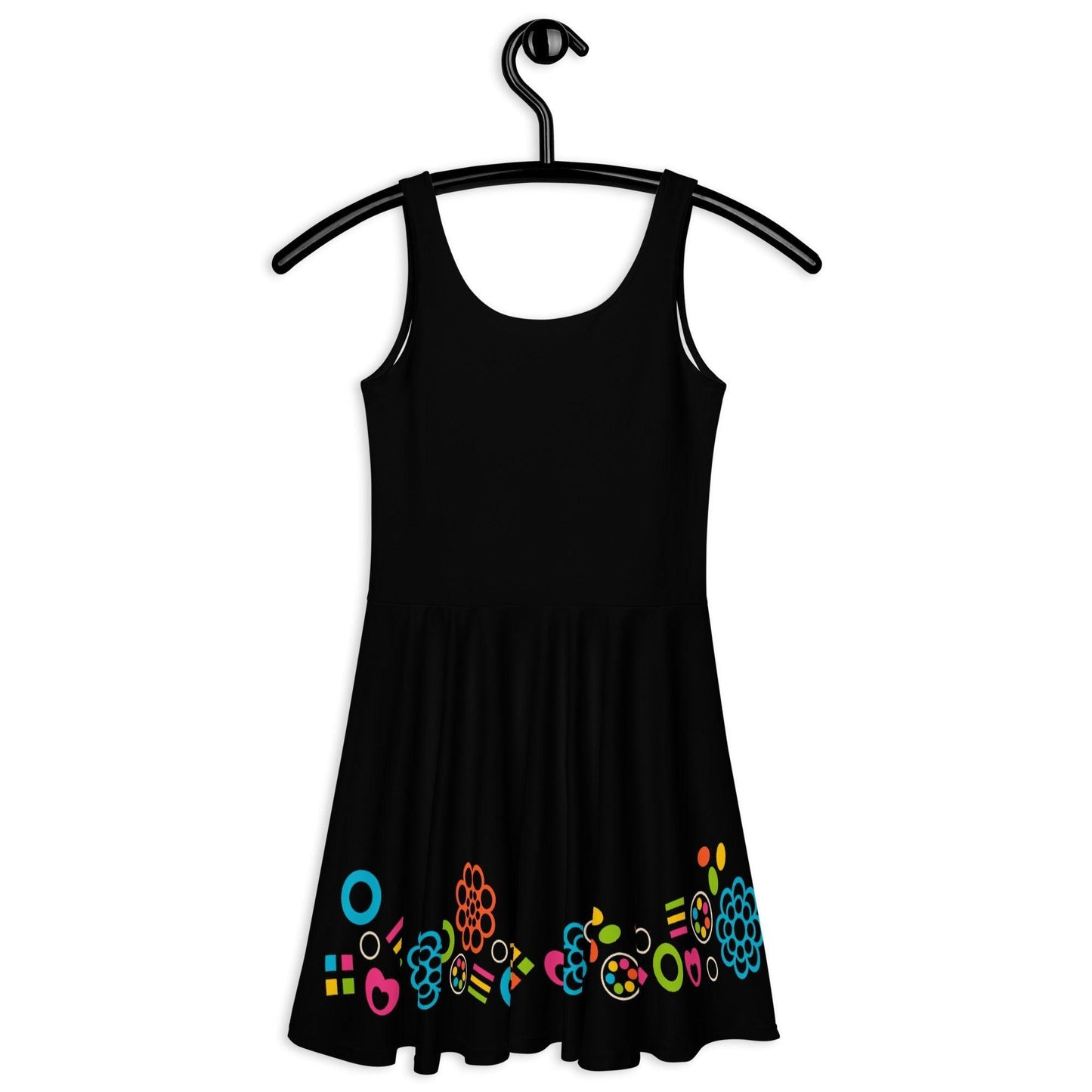 Skater dress - BLACK with FOREVER SWEET color - Colorful candy mix print