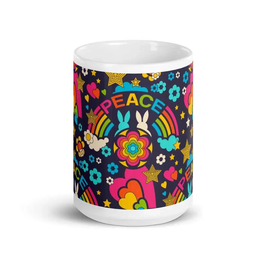 Mug - BUNNY PEACE dark blue - Bunnies and peace print