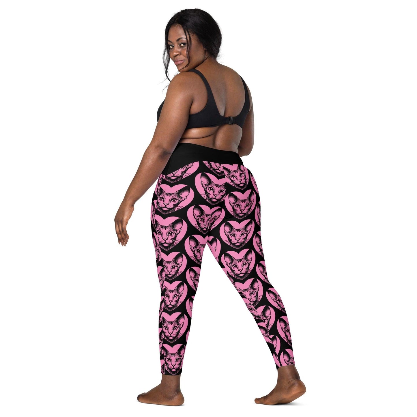 Cat breed leggings with pockets - CORNISH REX - HERTTAHOUND - pink