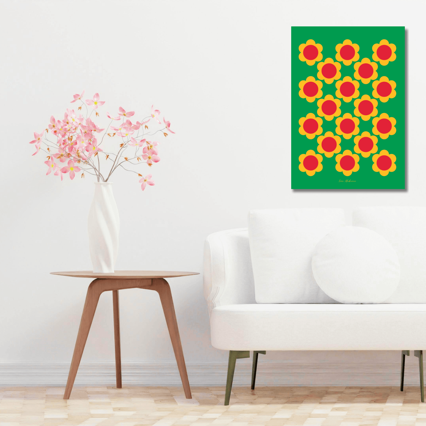 DIGITAL WALL ART - ELLIE red green - Classic floral print