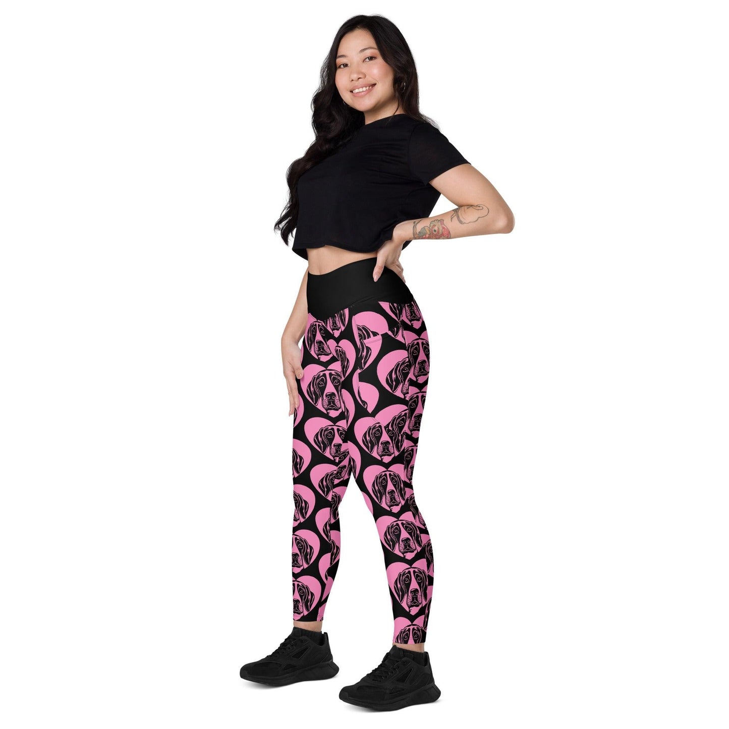 Dog breed leggings with pockets - FINNISH HOUND - HERTTAHOUND - pink