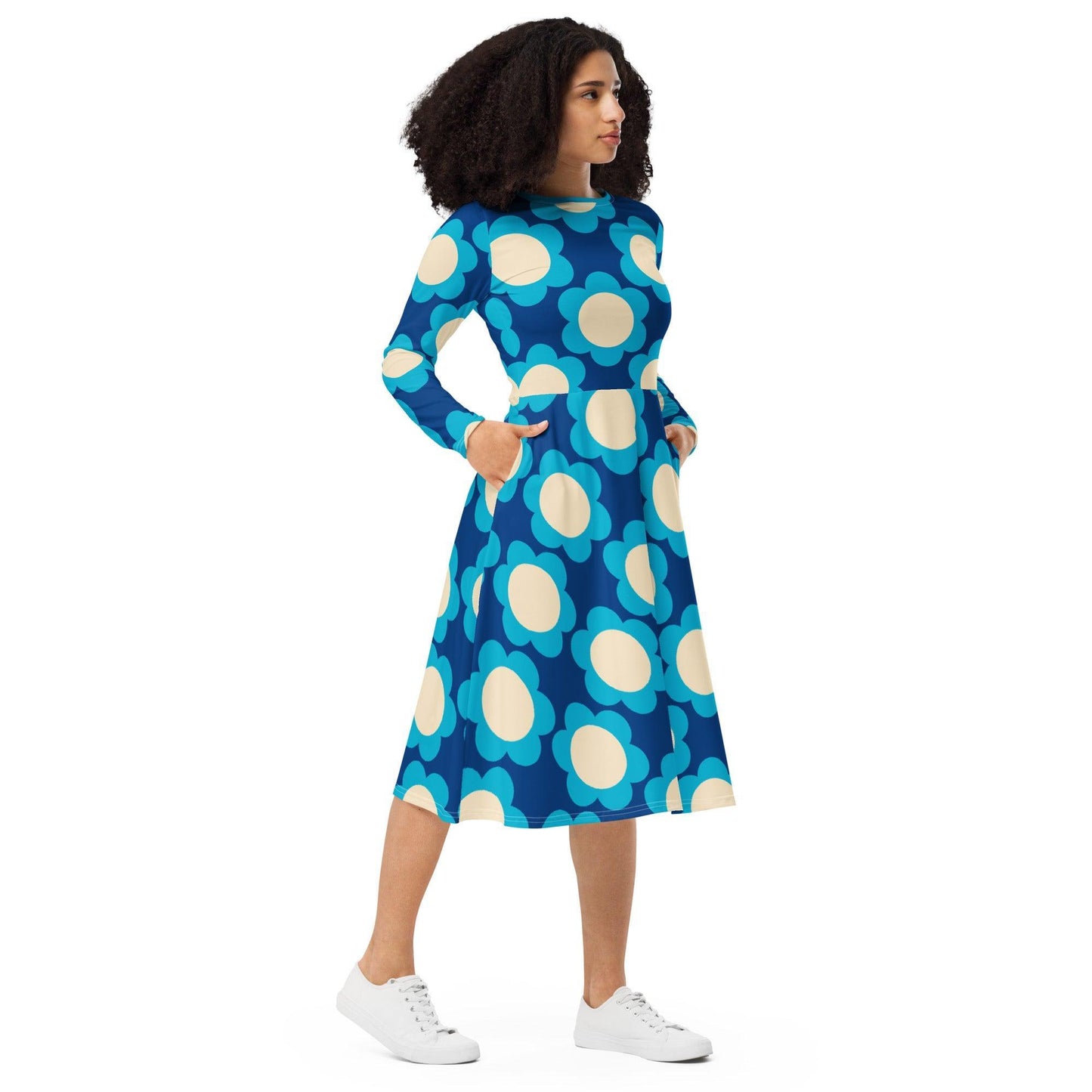 Midi dress - ELLIE blue - Classic floral print