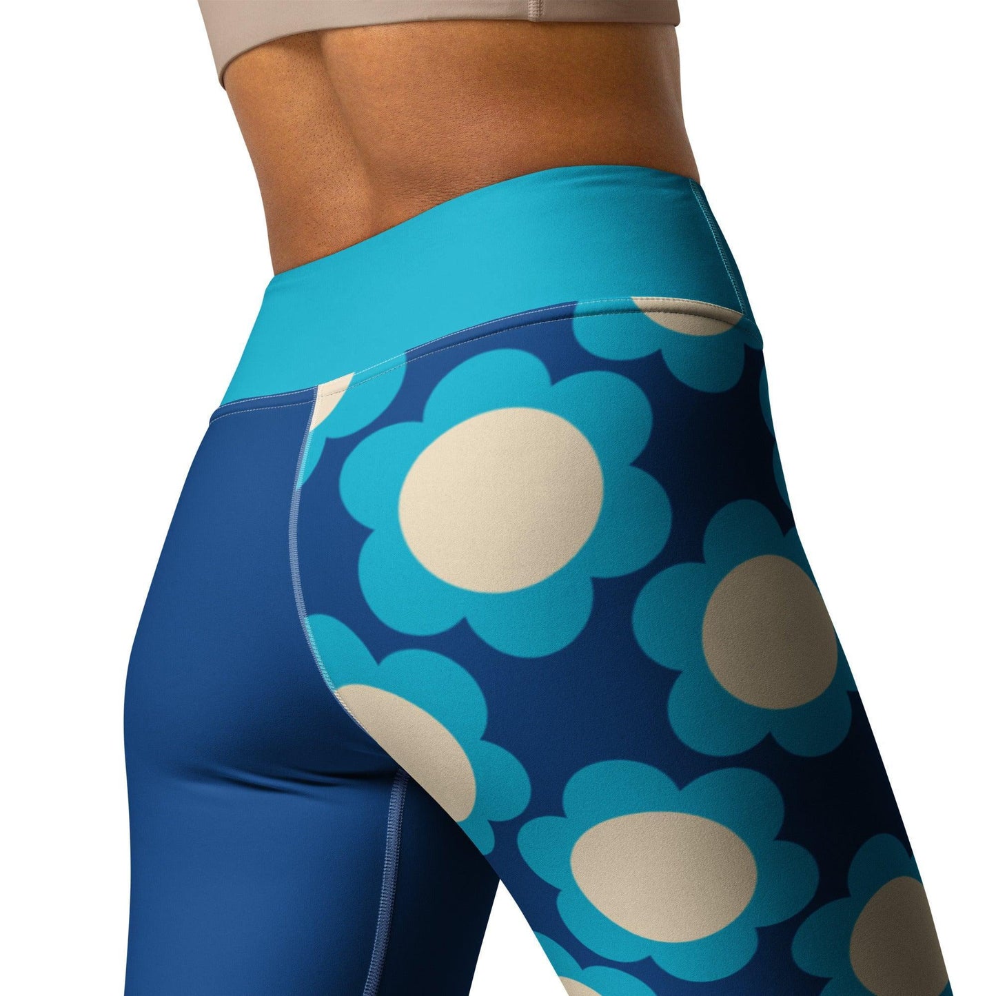 Yoga leggings - ELLIE blue - Classic floral print