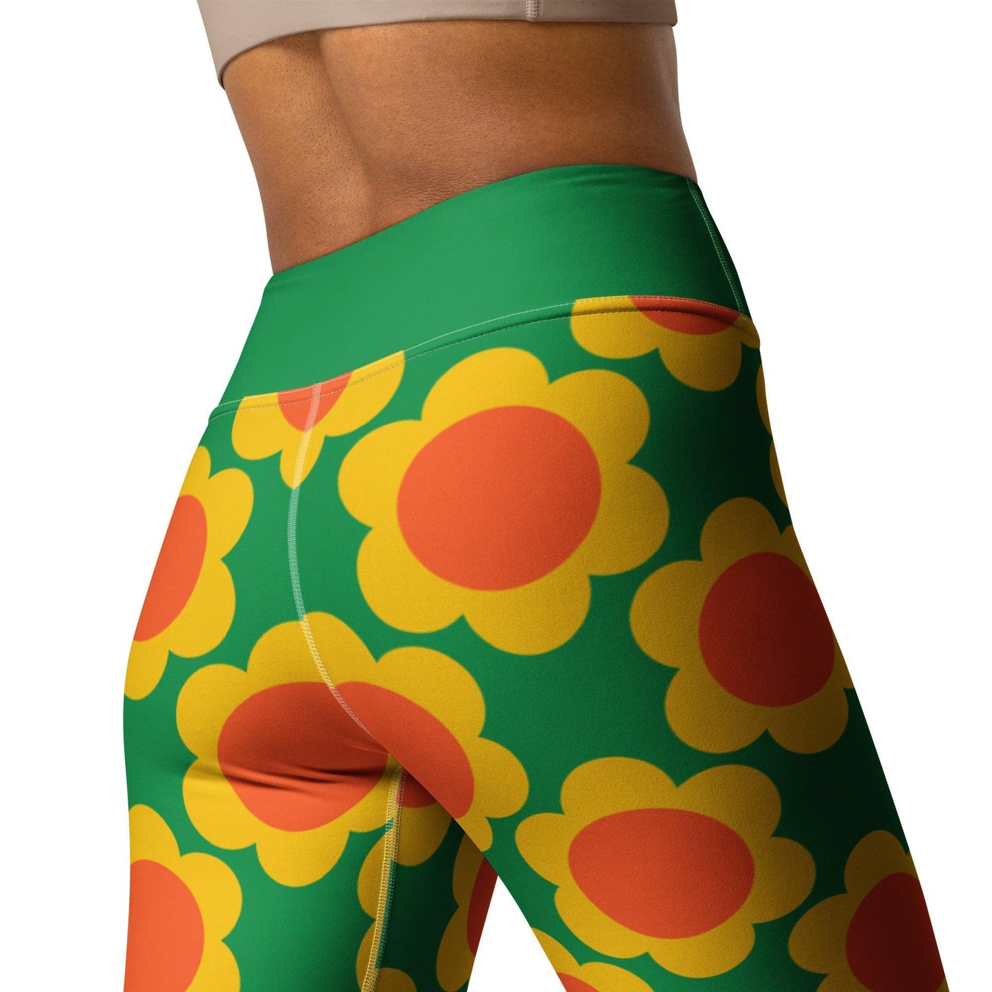 Yoga leggings -2- ELLIE green - Classic floral print