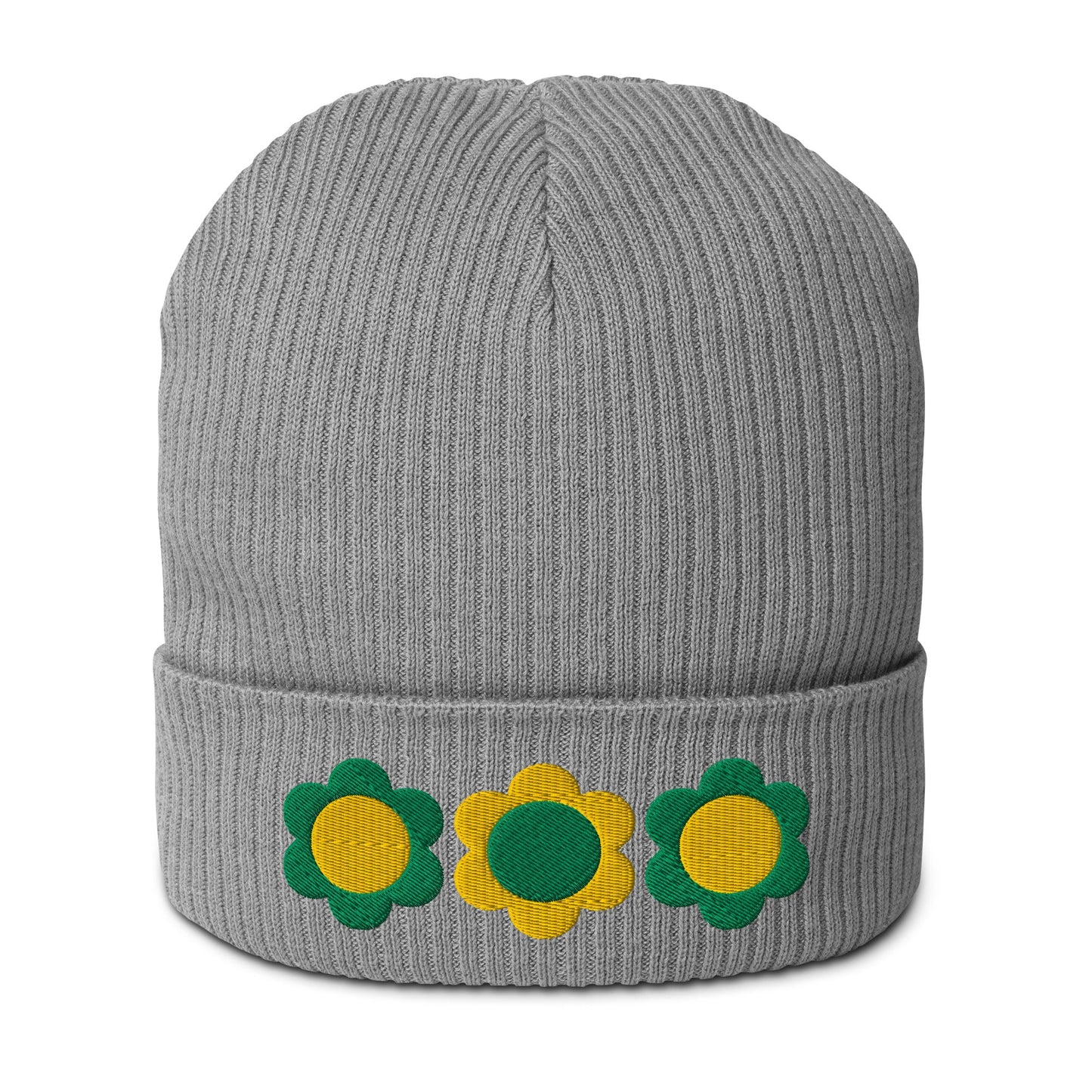 Beanie - ELLIE green yellow - Classic floral print Light Grey
