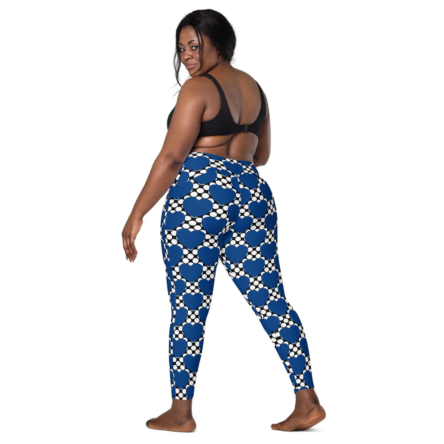 Leggings with pockets - ELLIE LOVE DOT blue black - Bold heart print