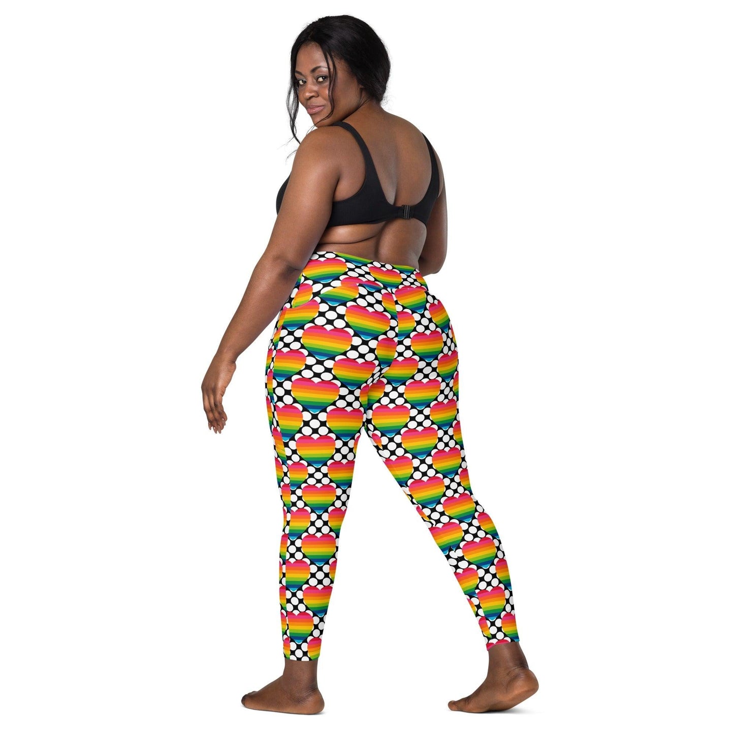 Leggings with pockets - ELLIE LOVE DOT rainbow - Bold heart print