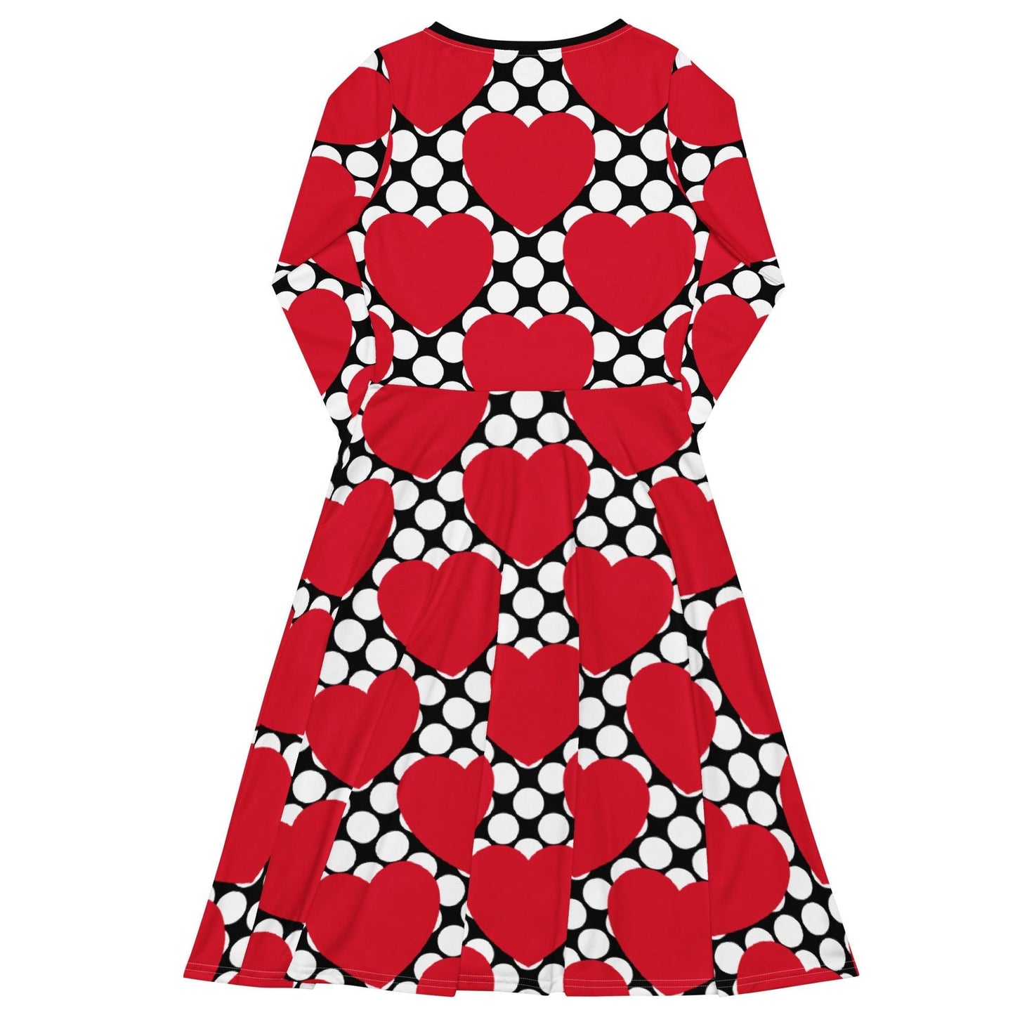 Midi dress - ELLIE LOVE DOT red black - Bold heart print