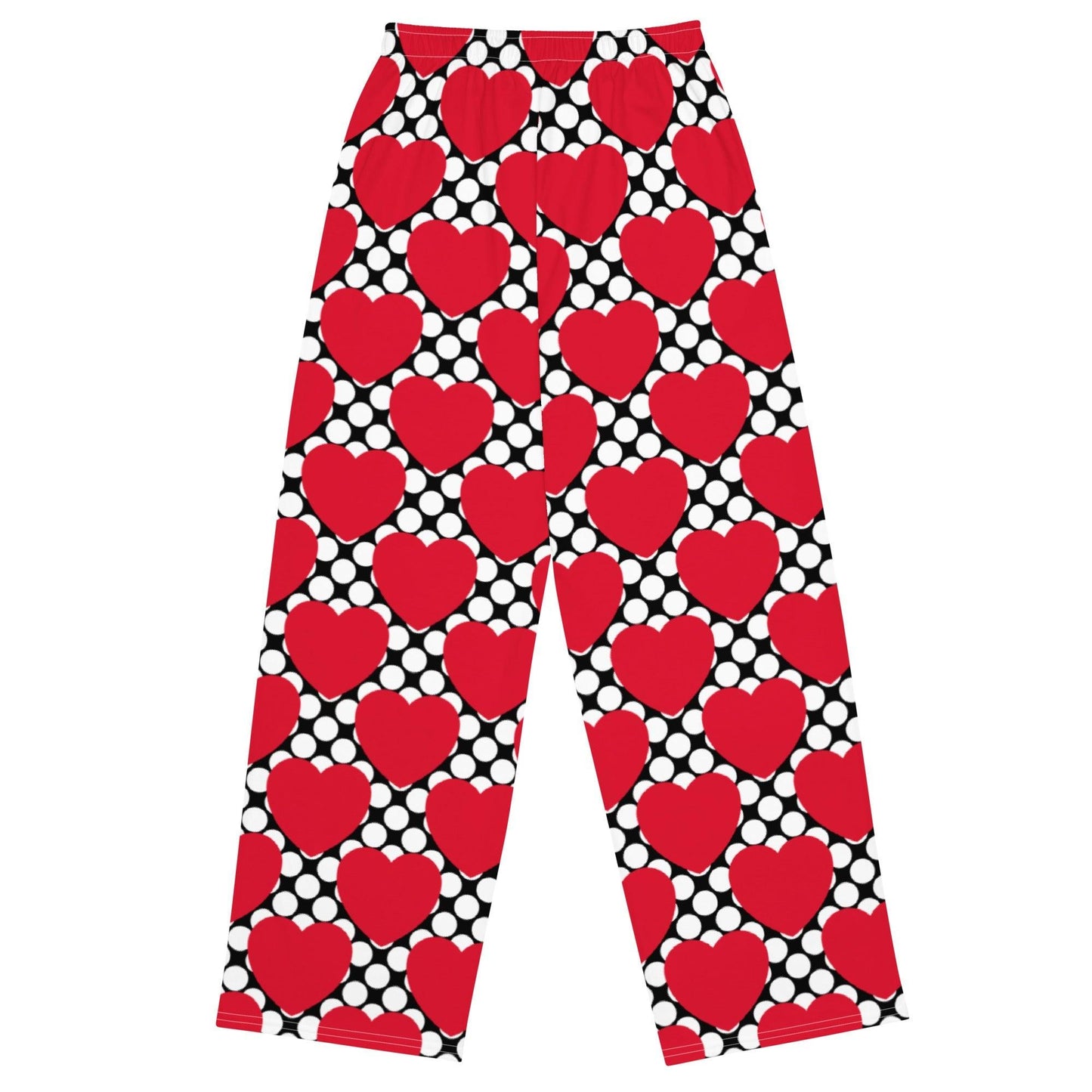 Pants - ELLIE LOVE DOT red black - Bold heart print