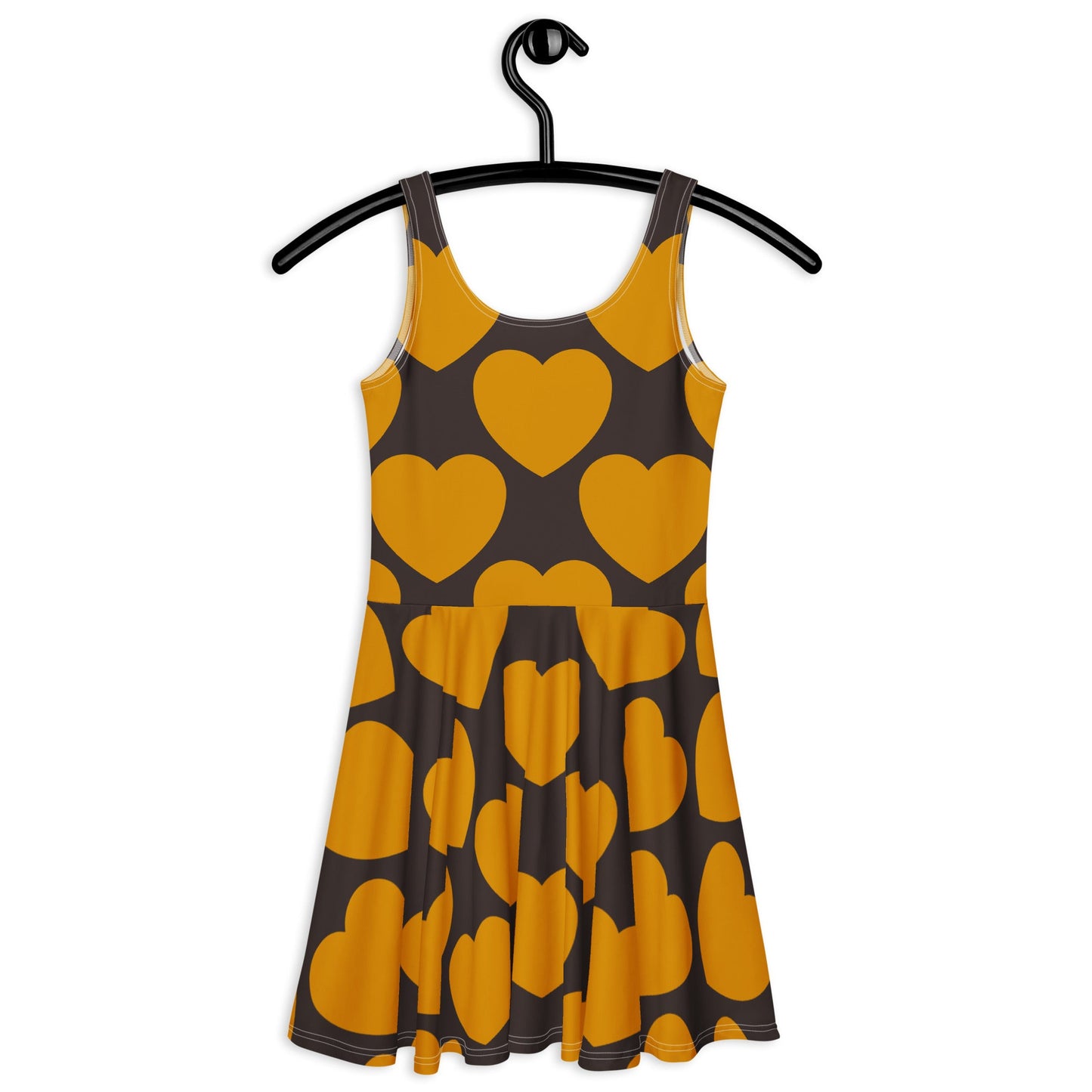Skater dress - ELLIE LOVE orange brown - Bold heart print