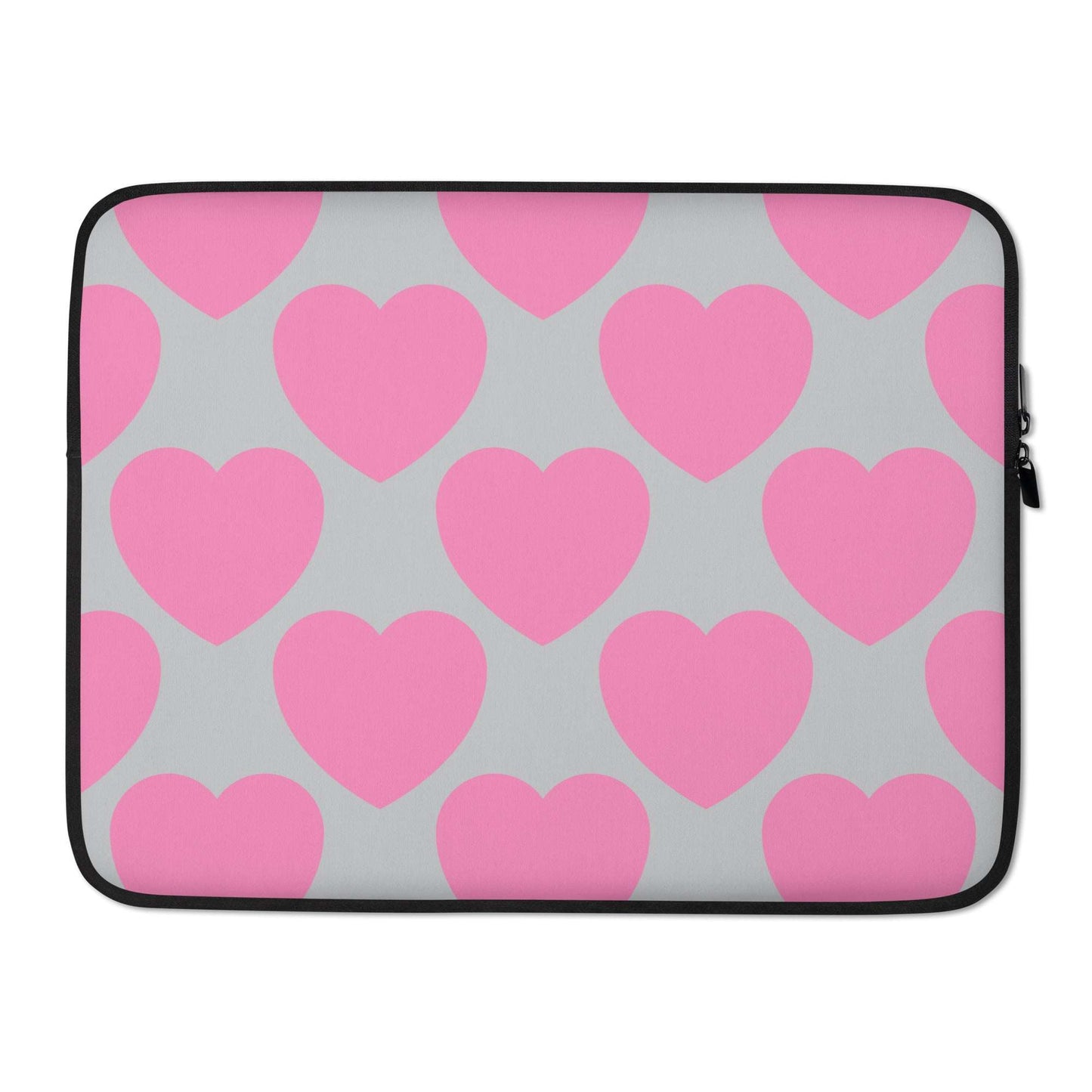 Laptop sleeve - ELLIE LOVE pink grey - Bold heart print 15″