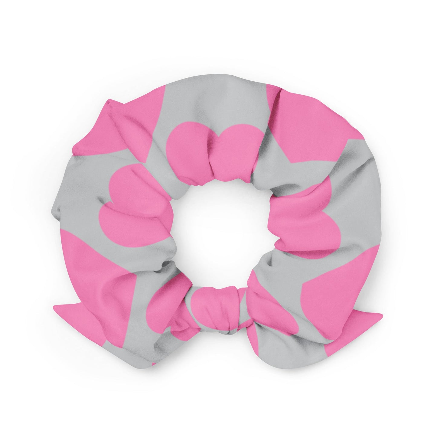 Scrunchie - ELLIE LOVE pink grey - Bold heart print