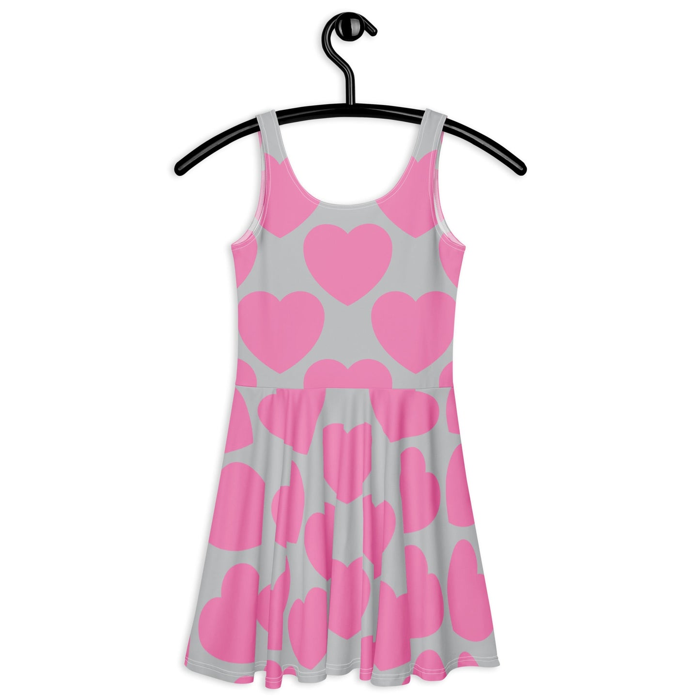 Skater dress - ELLIE LOVE pink grey - Bold heart print