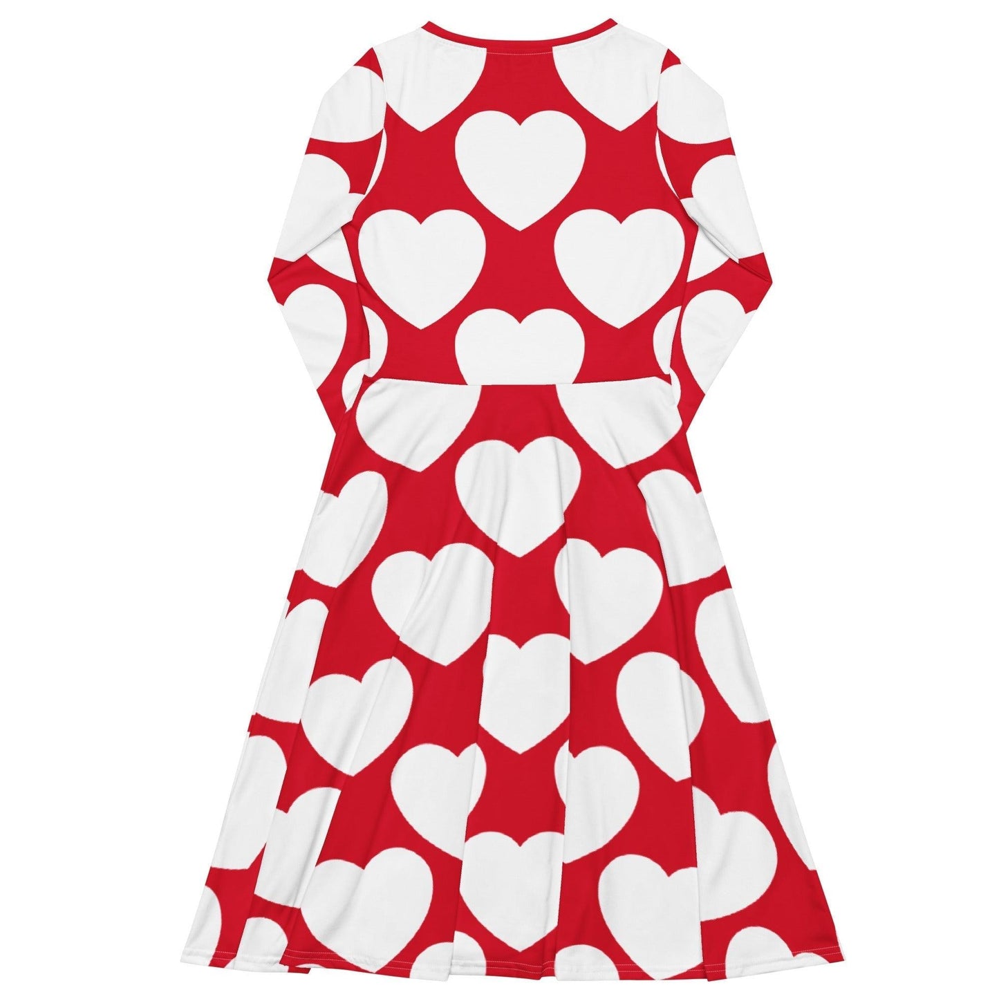 Midi dress - ELLIE LOVE red white - Bold heart print